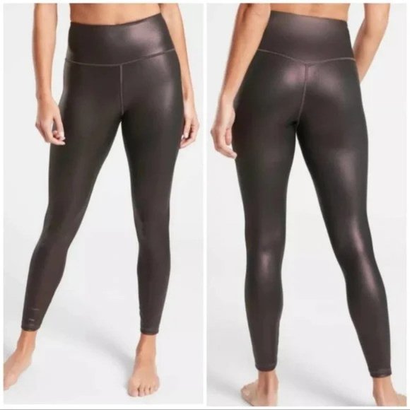 Athleta Pants - Athleta Elation Ultra High Rise Shimmer Tight Leggings Antique Burgundy I Small